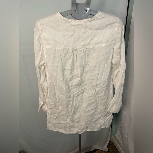 Sigrid Olsen 100% Linen Pearl Like Button Front White Tunic Women’s Size M - Picture 6 of 7